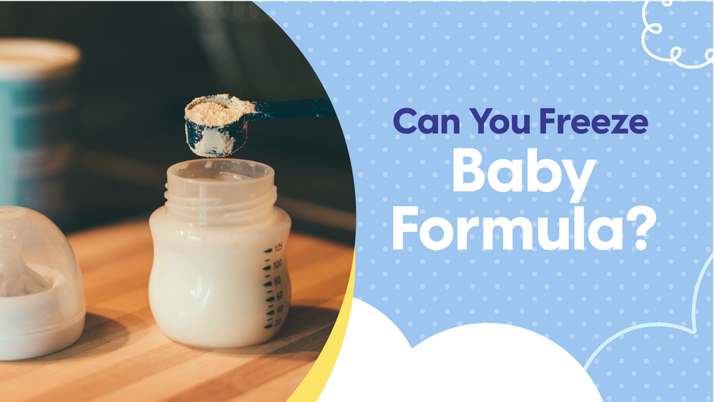 Powdered baby formula on a spoon poring into a baby bottle