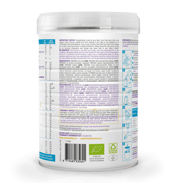 Jovie Cow Organic Stage 1 Organic Formula