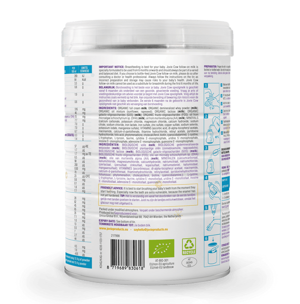 Jovie Cow Organic Stage 2 Organic Formula