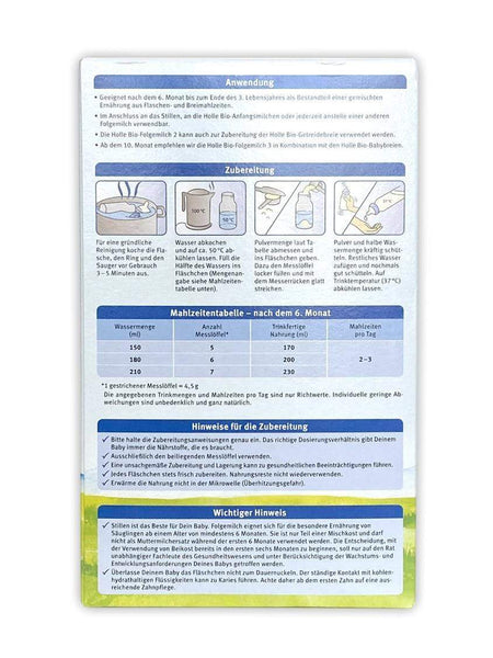 Holle formula mixing instructions 2025