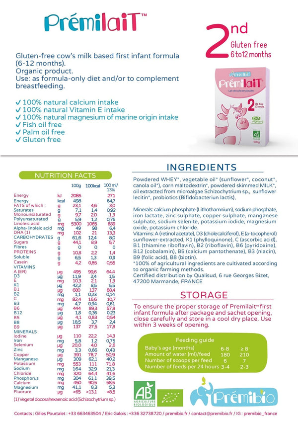 Premibio Organic Cow Milk Formula Stage 1