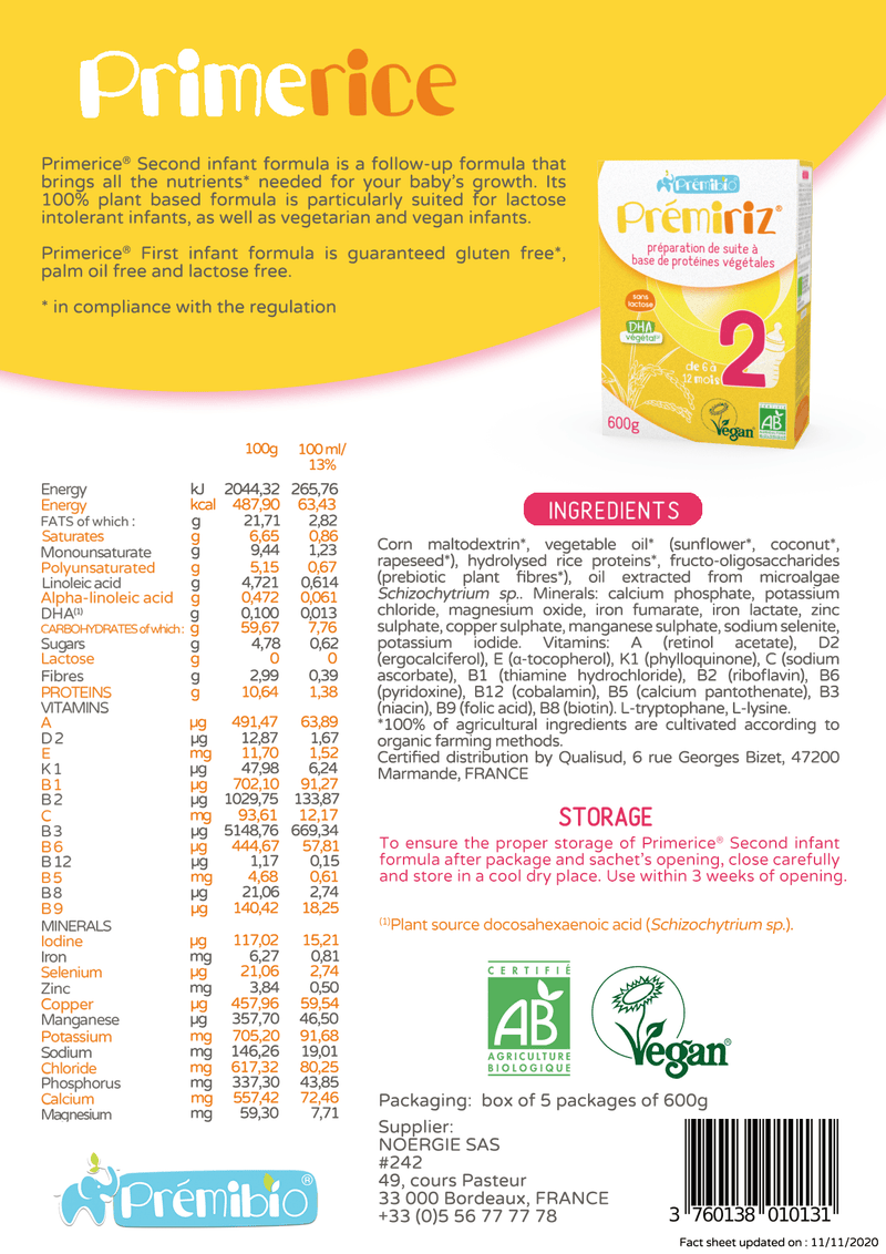 Premibio Organic Vegan Baby Formula Stage 2